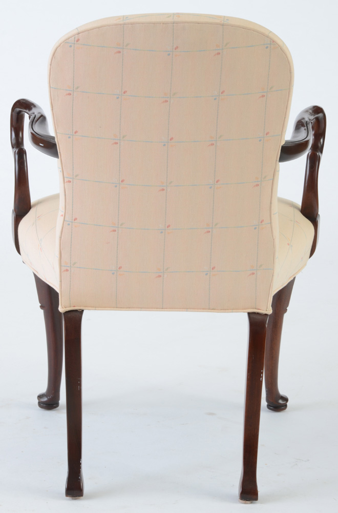 Queen Anne Style Mahogany Arm Chair