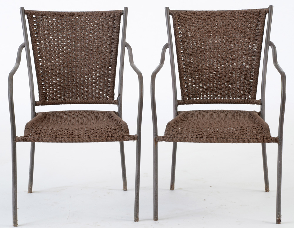 Pair of Patio Chairs with Woven Back and Seat