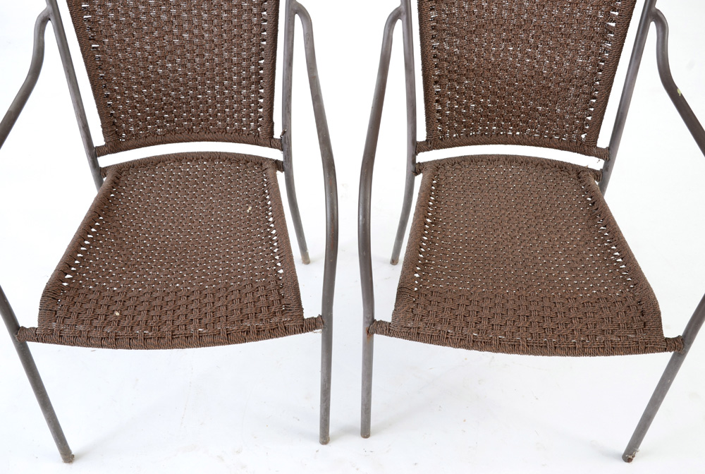 Pair of Patio Chairs with Woven Back and Seat