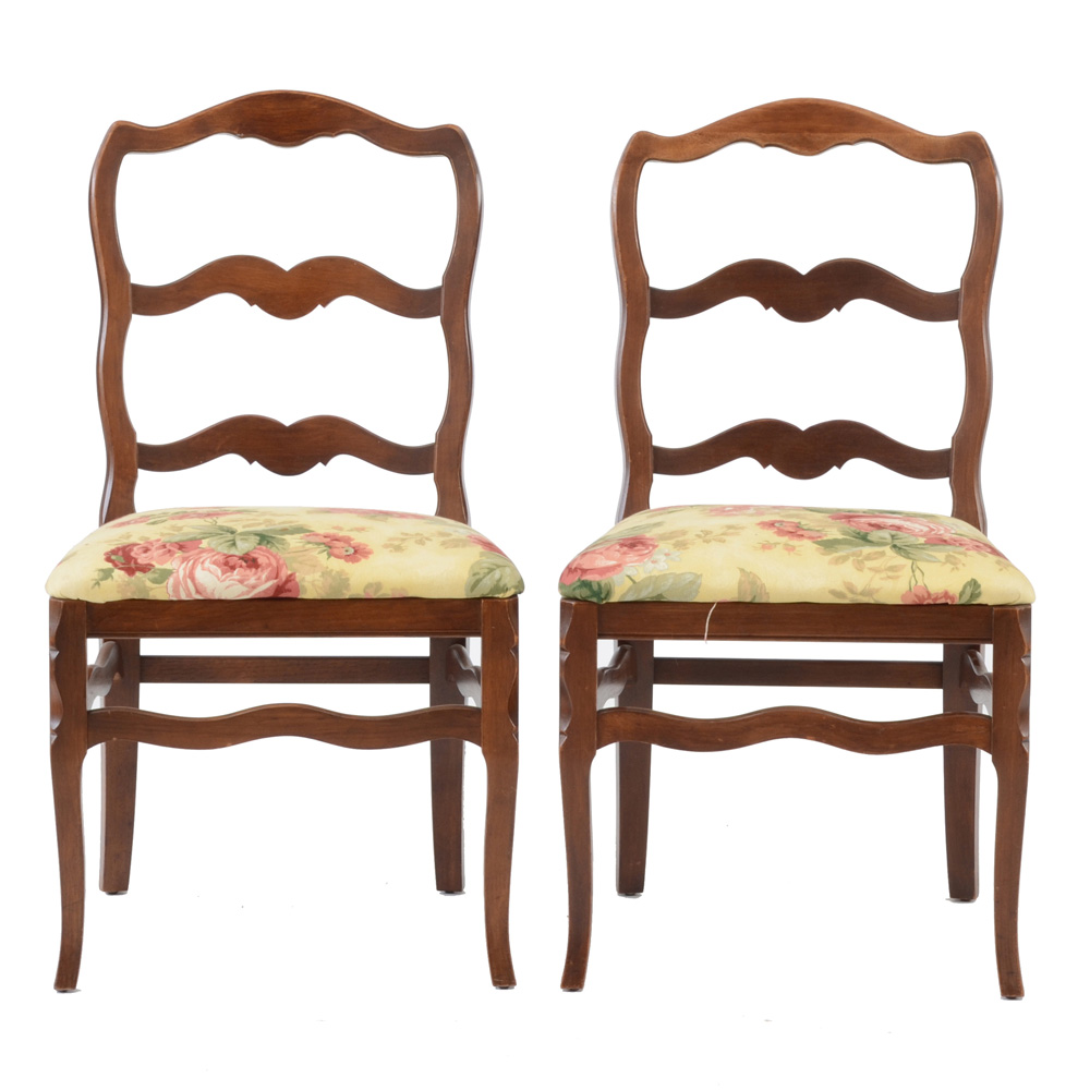 Pair of French Provincial Style Ladder-Back Side Chairs