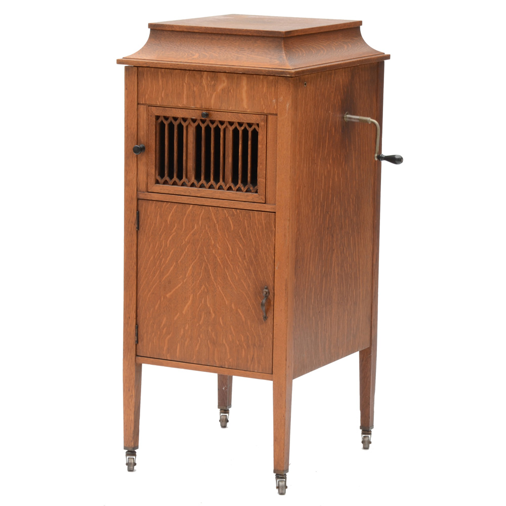 Antique Phonograph with Records