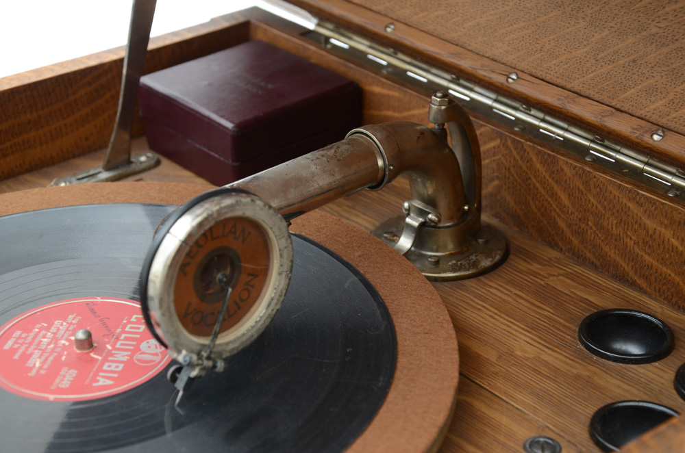 Antique Phonograph with Records