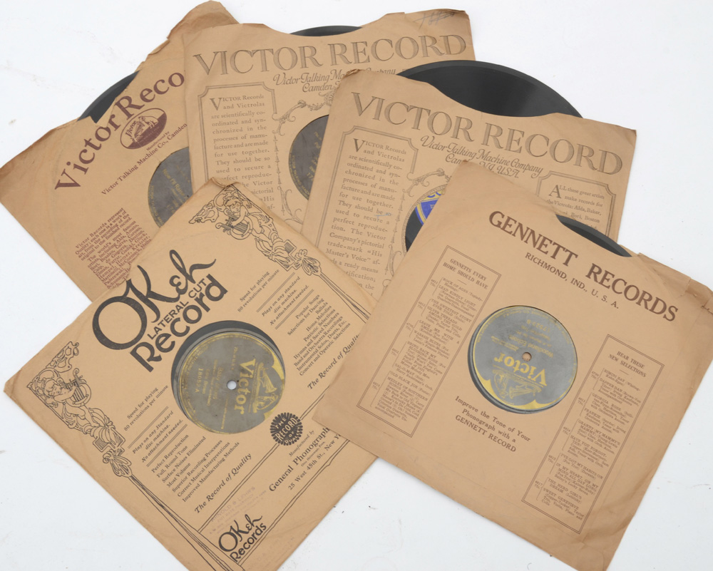 Antique Phonograph with Records