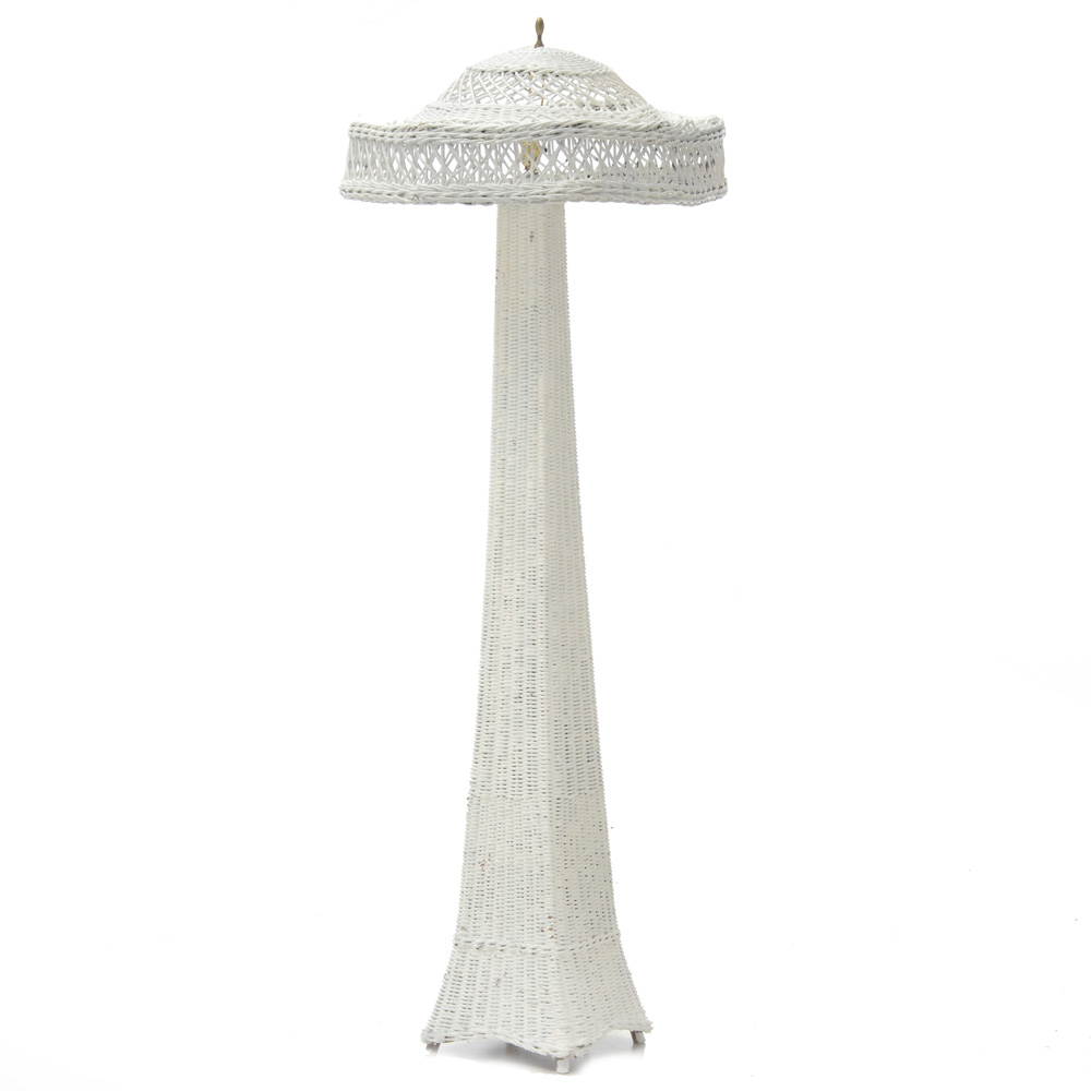 1920s Vintage Wicker Floor Lamp