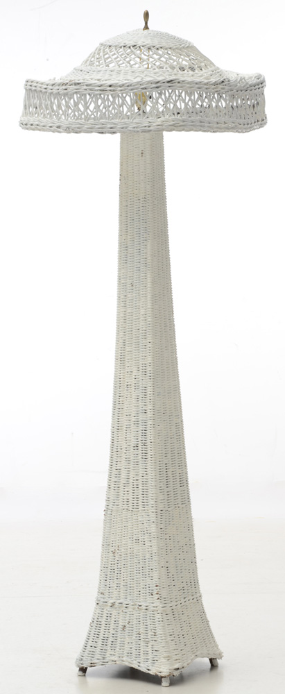 1920s Vintage Wicker Floor Lamp