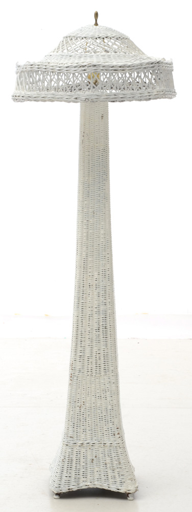 1920s Vintage Wicker Floor Lamp