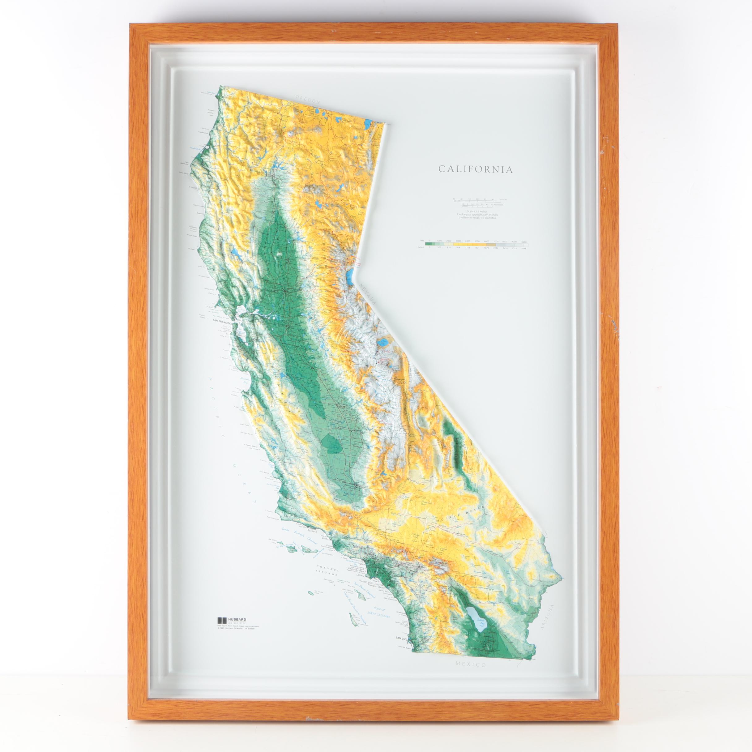 Hubbard Scientific 1993 Plastic Raised Relief Map of California