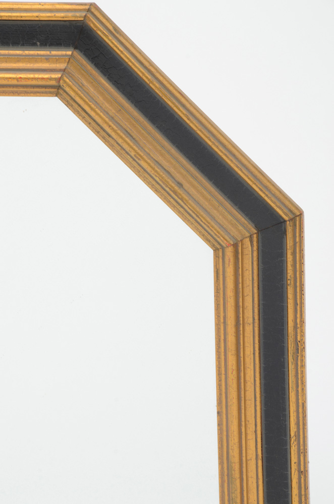 Elongated Octagonal Black and Gold Mirror