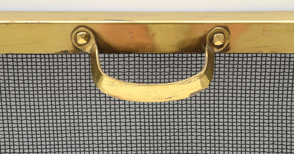 Brass Framed Firescreen and Tools