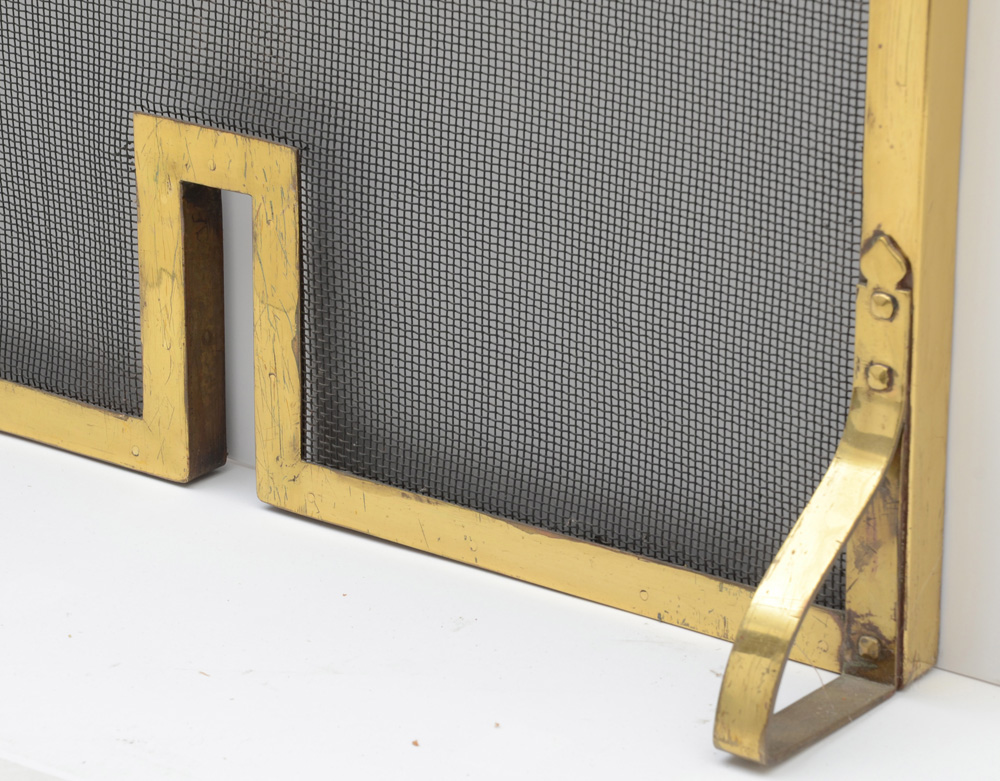 Brass Framed Firescreen and Tools