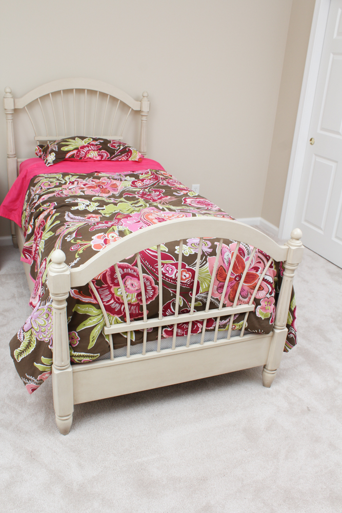 Twin Bed and Matching Nightstand in Lightly Distressed Style