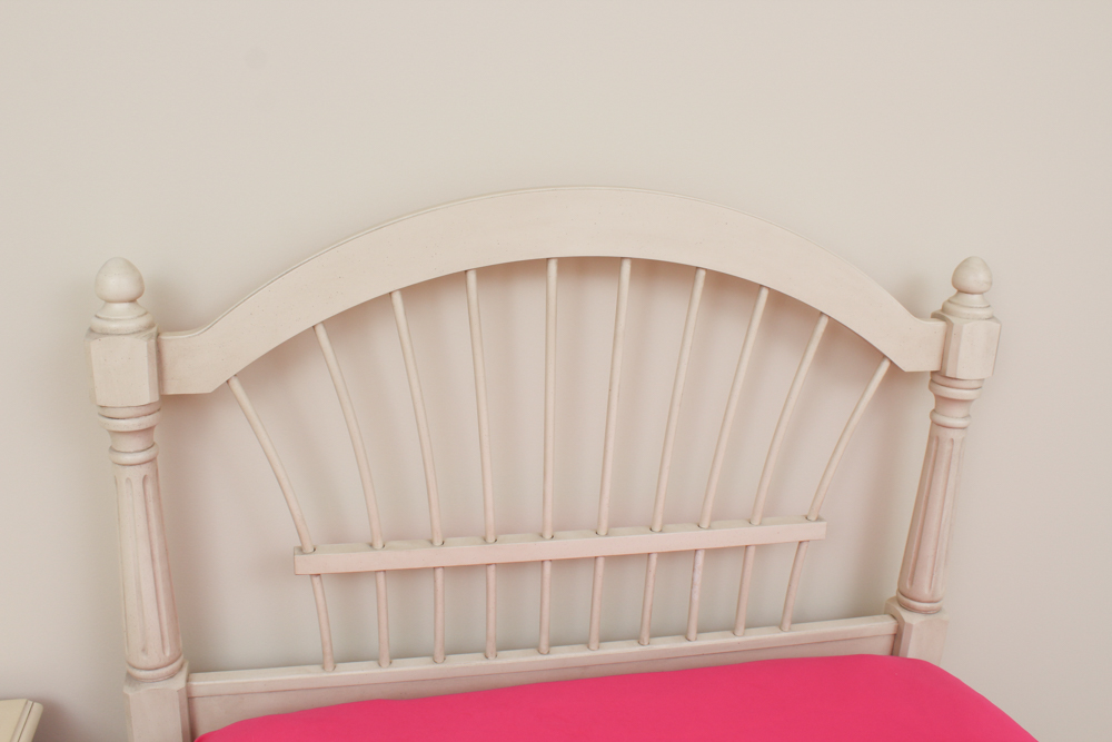 Twin Bed and Matching Nightstand in Lightly Distressed Style