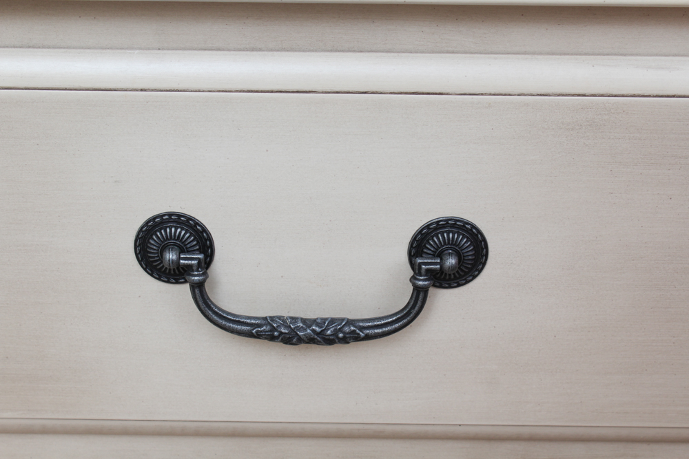 Twin Bed and Matching Nightstand in Lightly Distressed Style