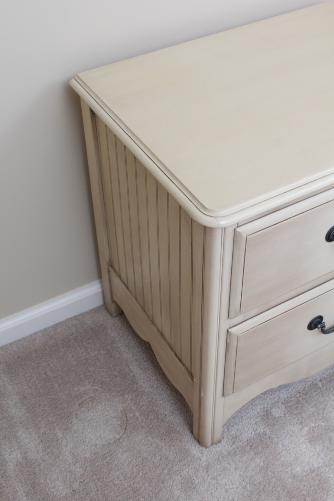 Twin Bed and Matching Nightstand in Lightly Distressed Style