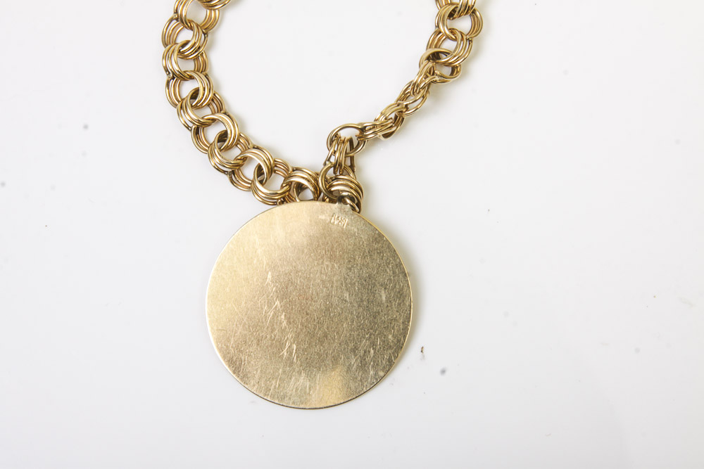 14K Gold Bracelet with Monogrammed Pendant