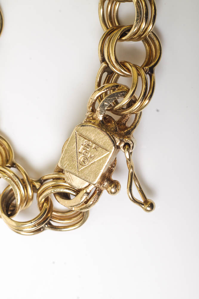 14K Gold Bracelet with Monogrammed Pendant