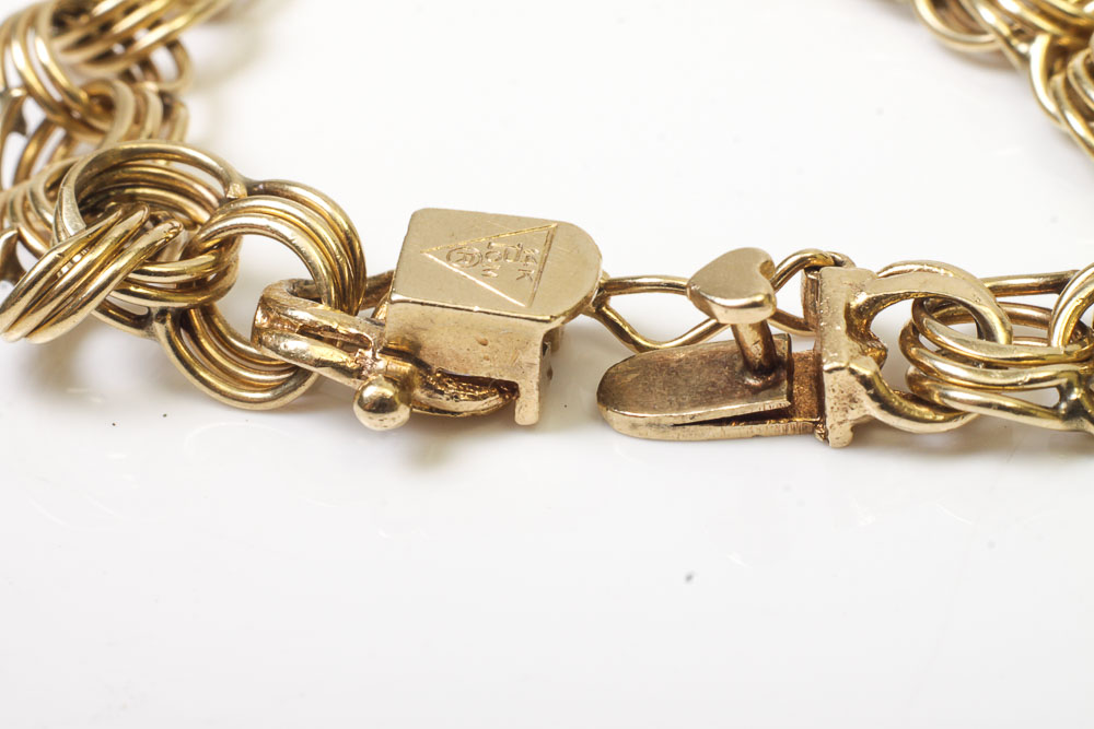 14K Gold Bracelet with Monogrammed Pendant