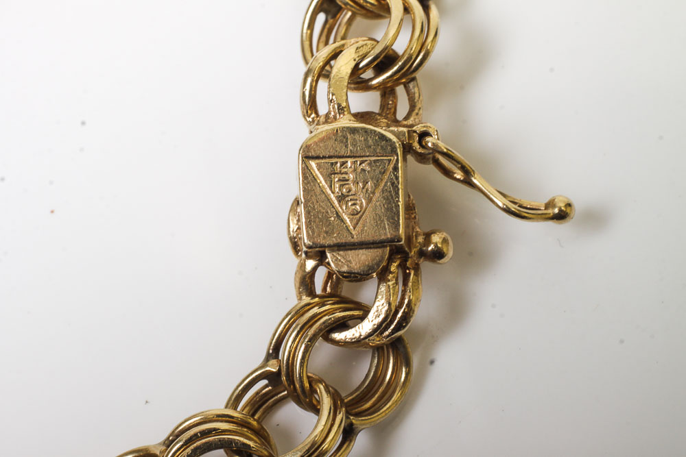 14K Gold Bracelet with Monogrammed Pendant