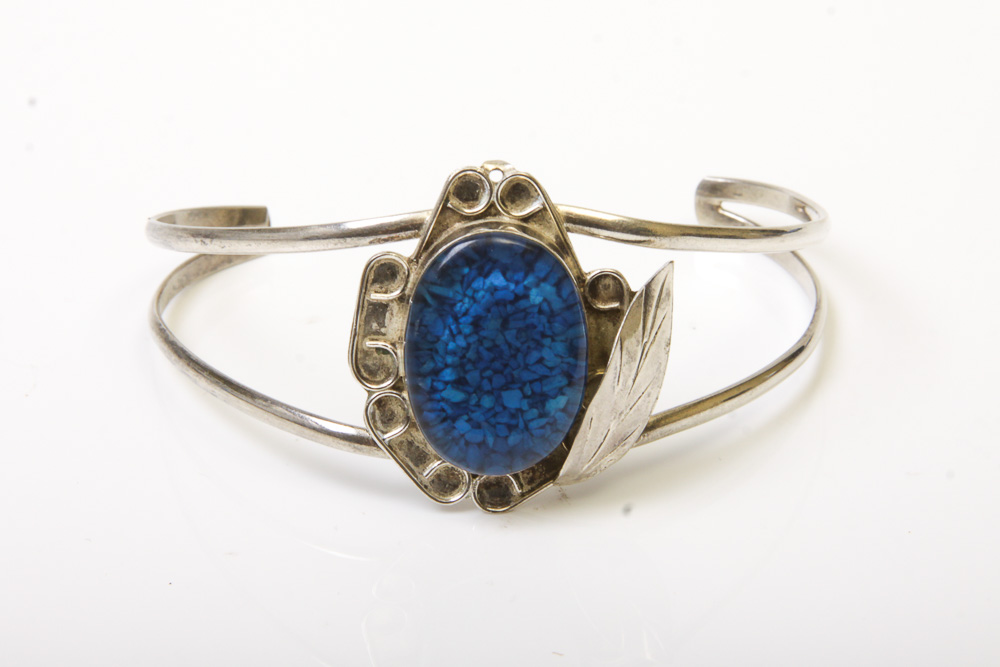 Three Silver Tone Bracelets with Stones