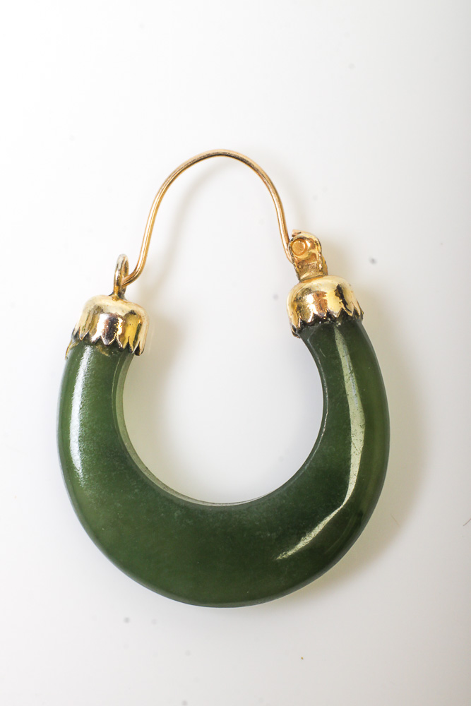 14K Gold and Nephrite Earrings