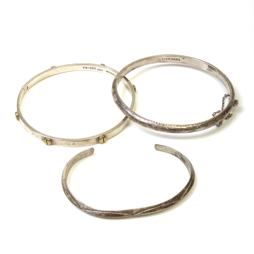 Three Sterling Silver Bracelets