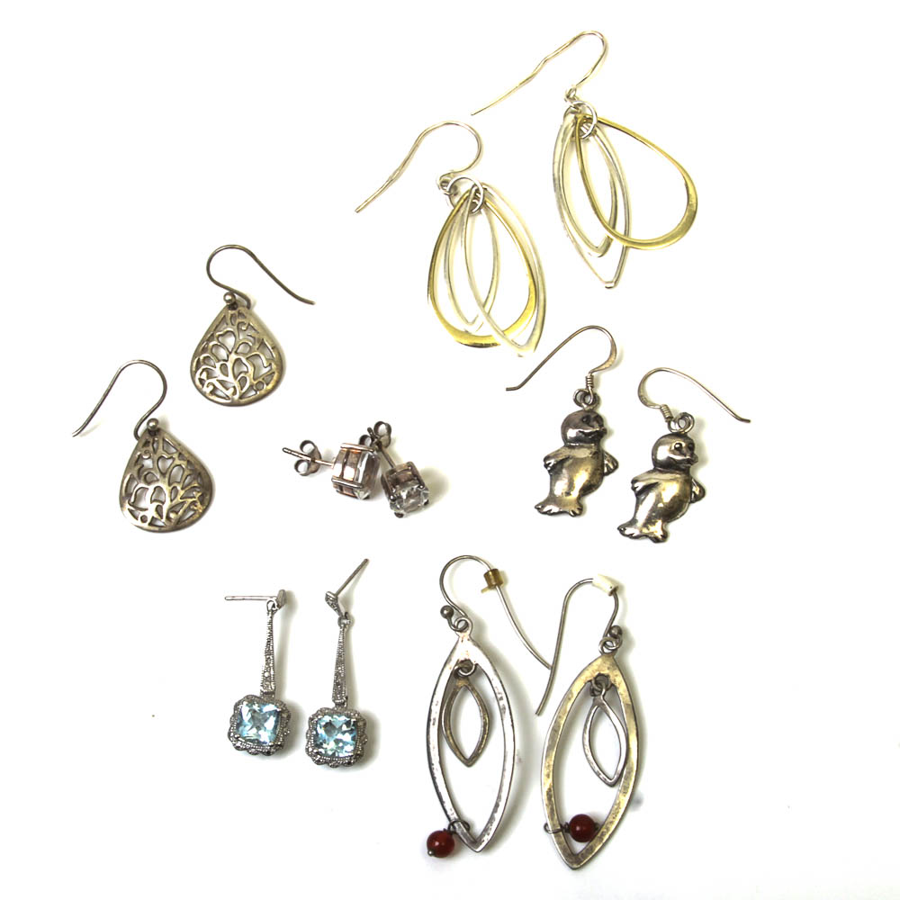 Variety of Sterling Silver Dangle Earrings