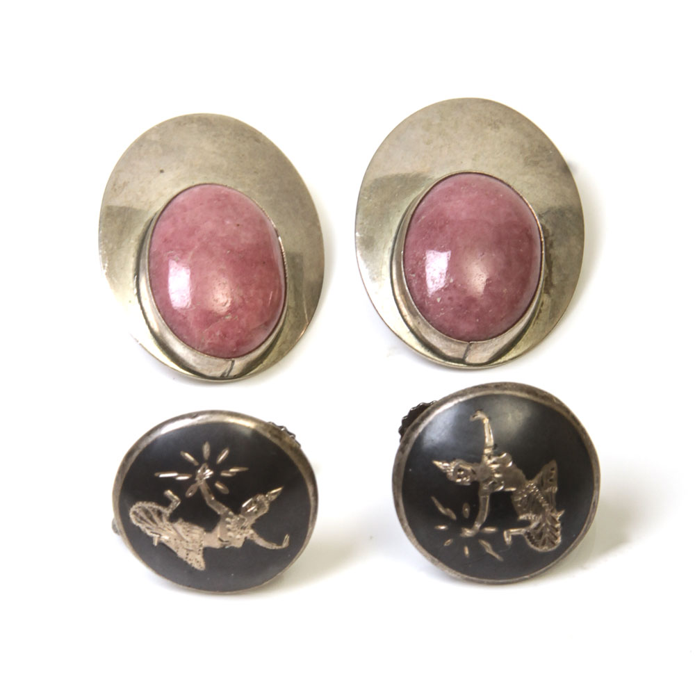 Group of Vintage Sterling Silver Earrings