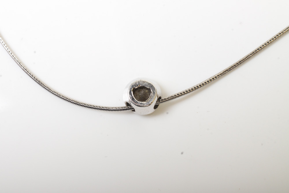 14K White Gold Necklace with Diamond Solitaire Pendant