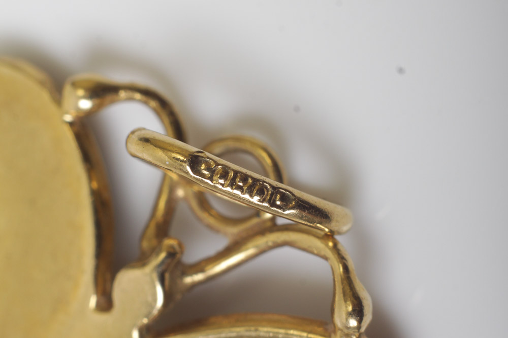 18K Yellow Gold and Enamel Butterfly Pendant