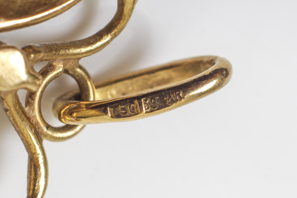 18K Yellow Gold and Enamel Butterfly Pendant