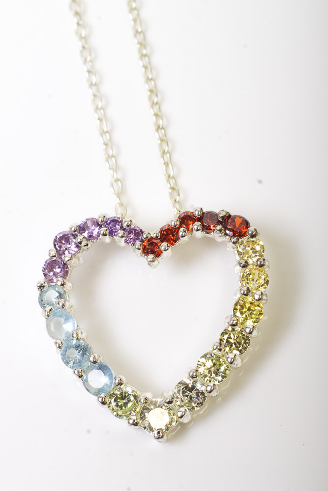 Group of Sterling Silver Heart Necklaces