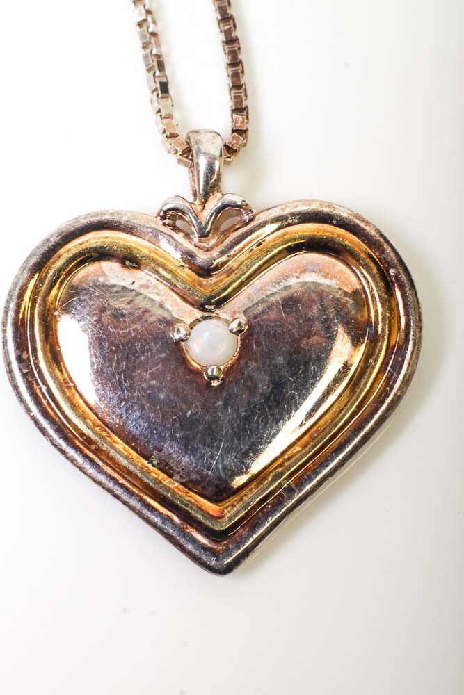 Group of Sterling Silver Heart Necklaces