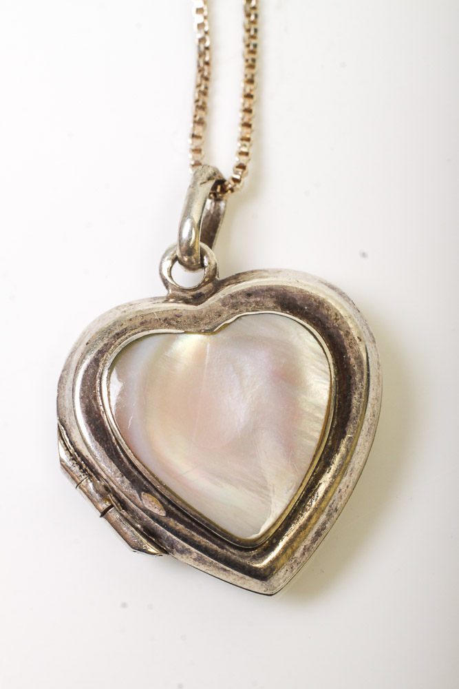 Group of Sterling Silver Heart Necklaces