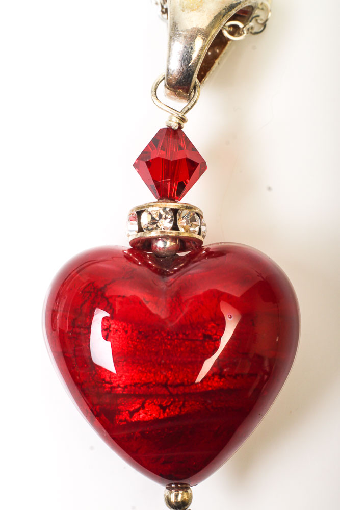 Group of Sterling Silver Heart Necklaces