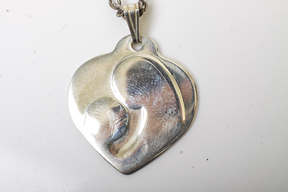 Group of Sterling Silver Heart Necklaces