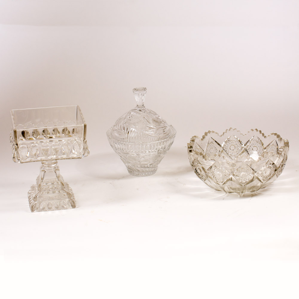 Collection of Pressed Crystal and Glass