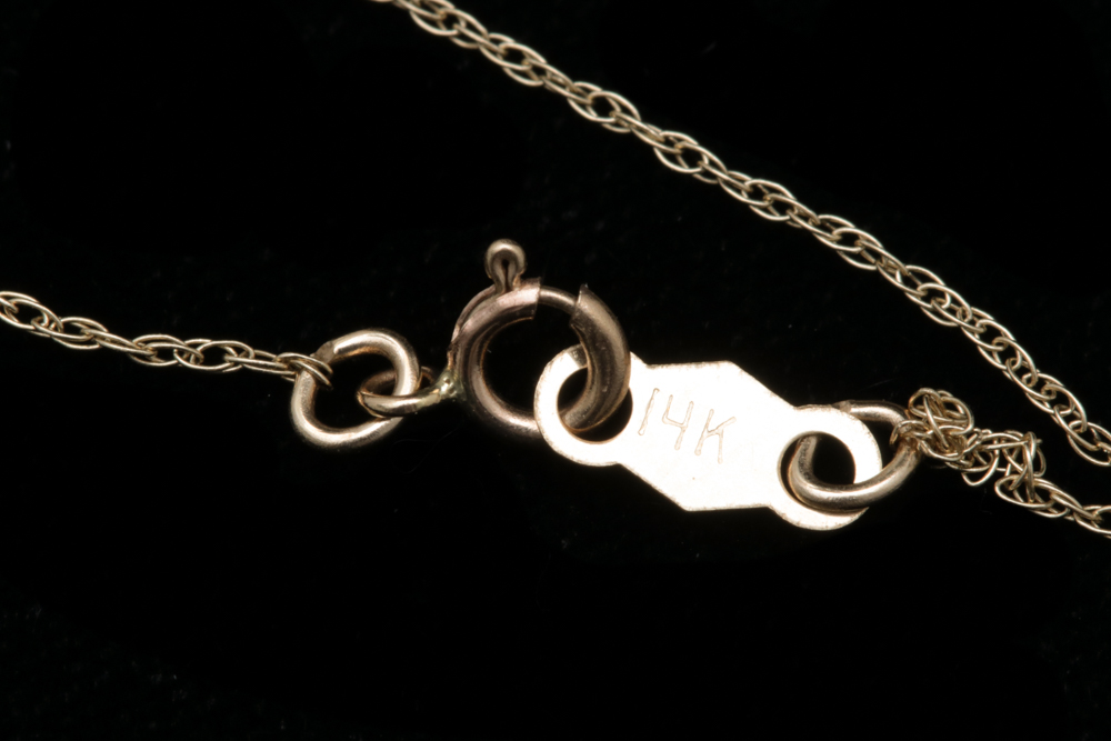 14K Yellow Gold and Diamond Heart Pendant with Chain