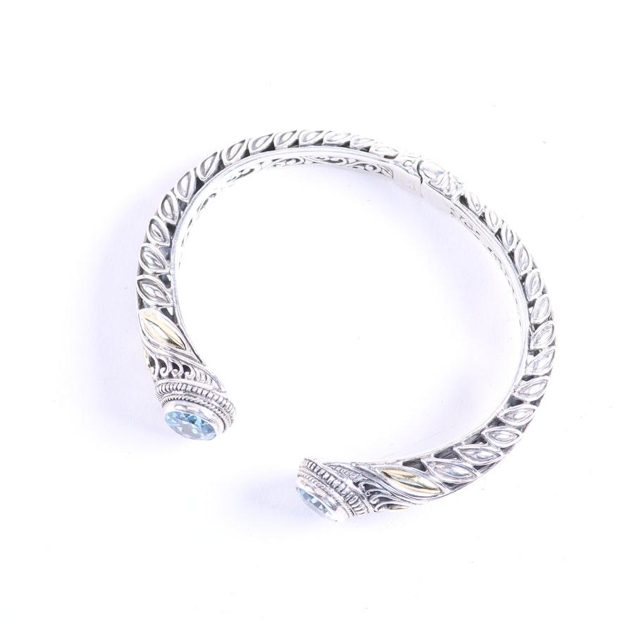 Sterling Silver and Blue Topaz Cuff Bracelet