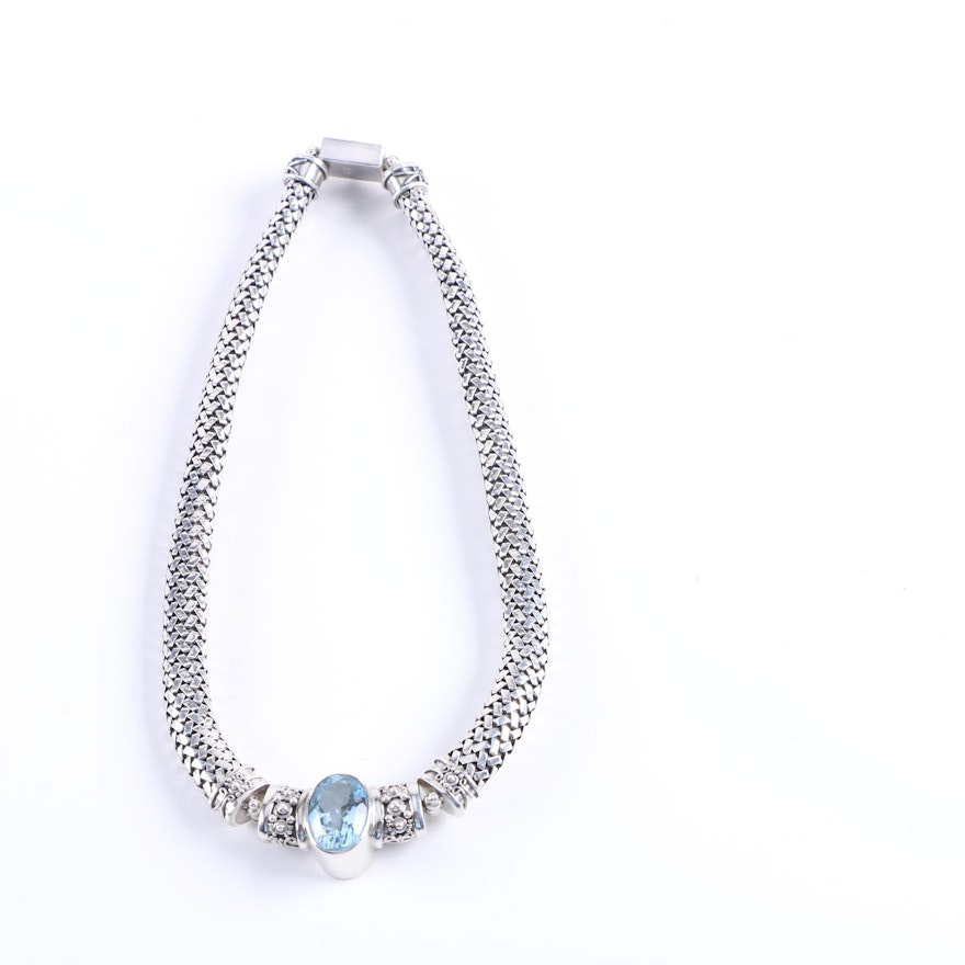 Sterling Silver and Blue Topaz Necklace