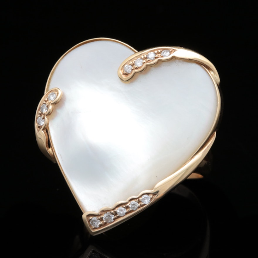 14K Gold, Blister Pearl and Diamond Ring