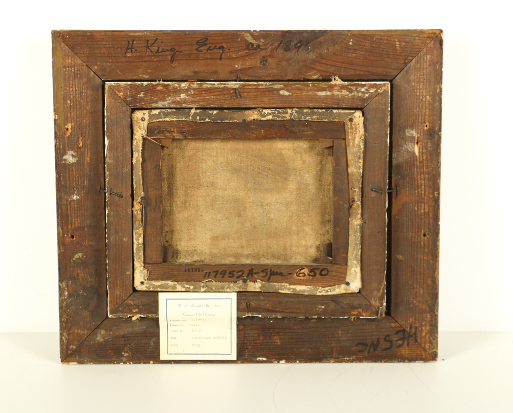 H. King Oil Painting on Canvas of Mill Scene