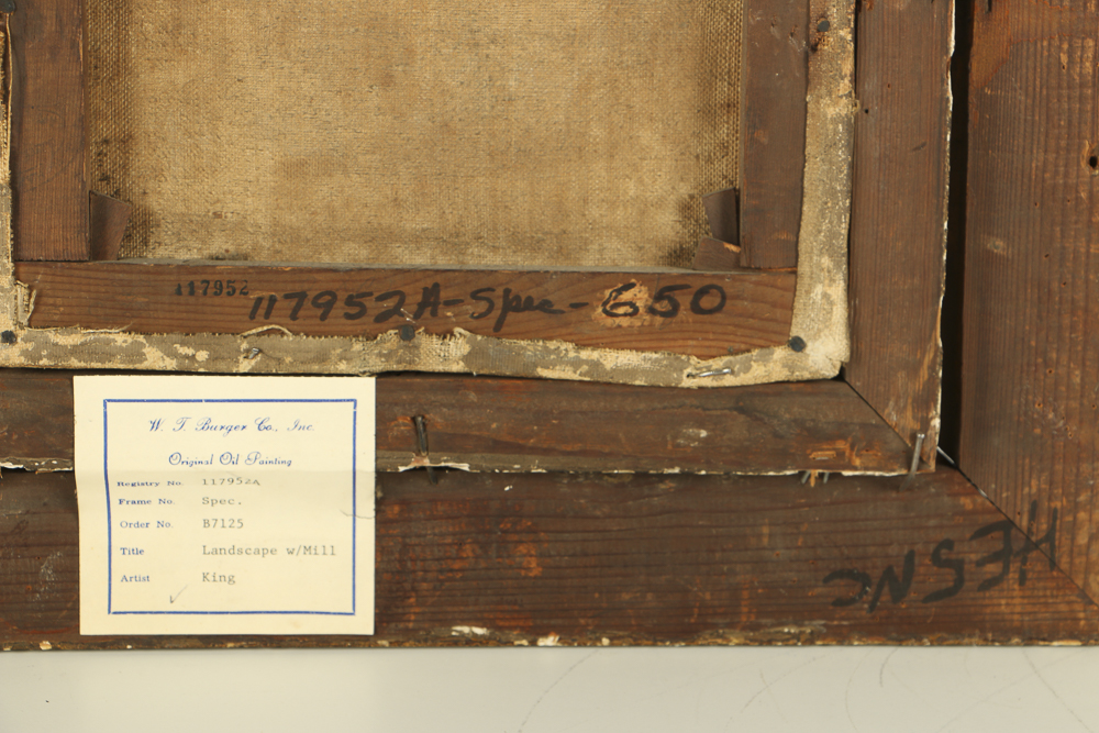 H. King Oil Painting on Canvas of Mill Scene