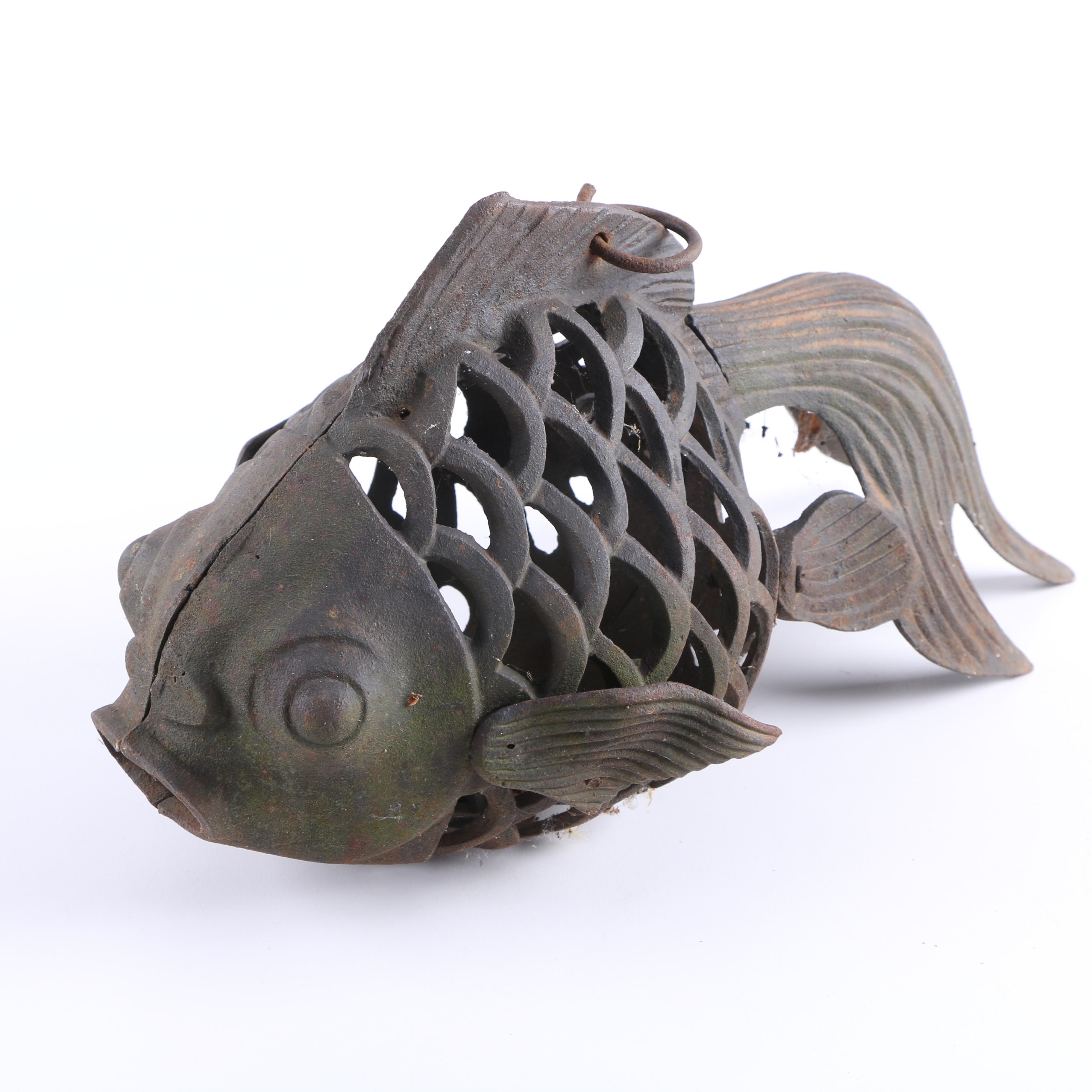 Cast Iron Goldfish Candle Lantern