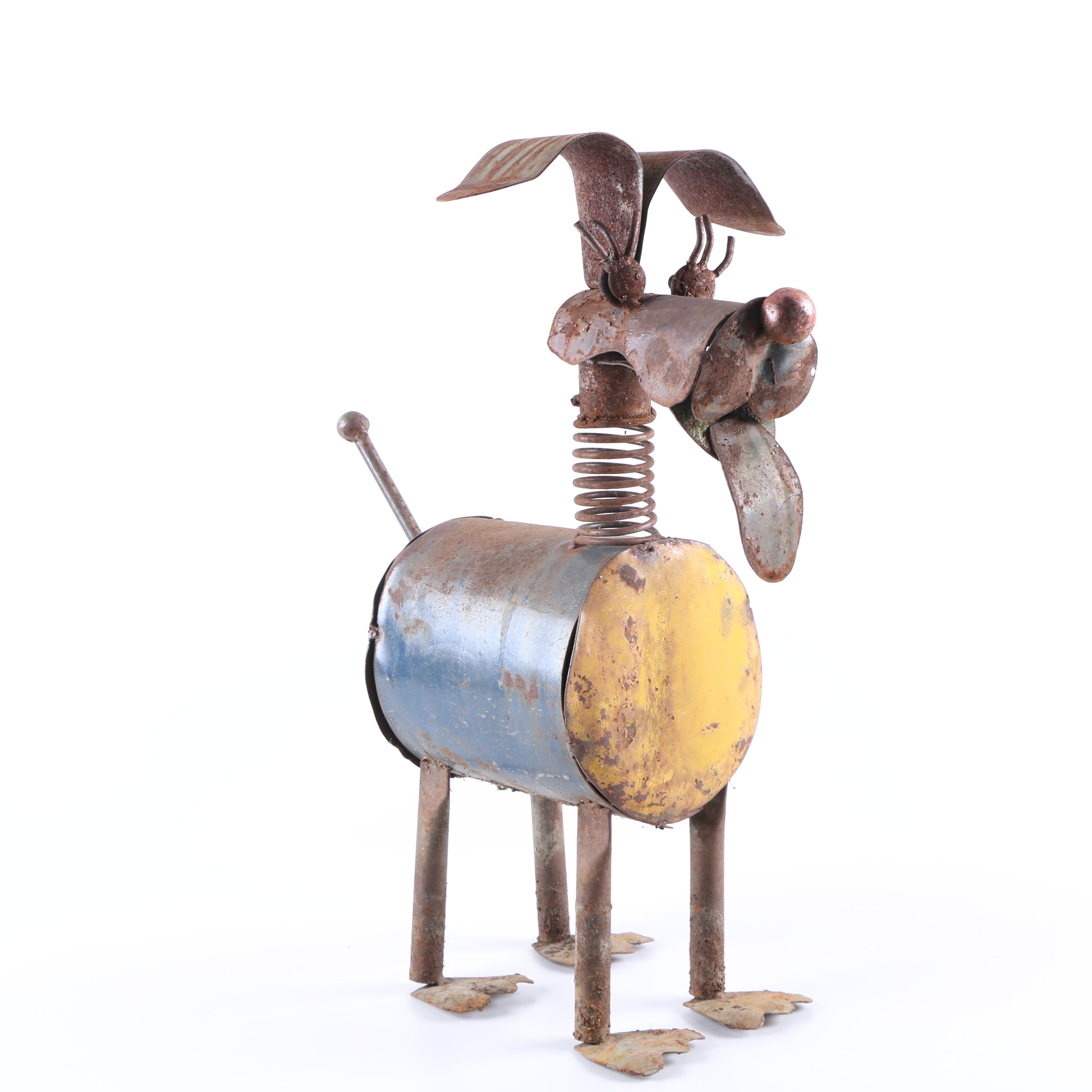 Brown and Yellow Metal Dog Statue