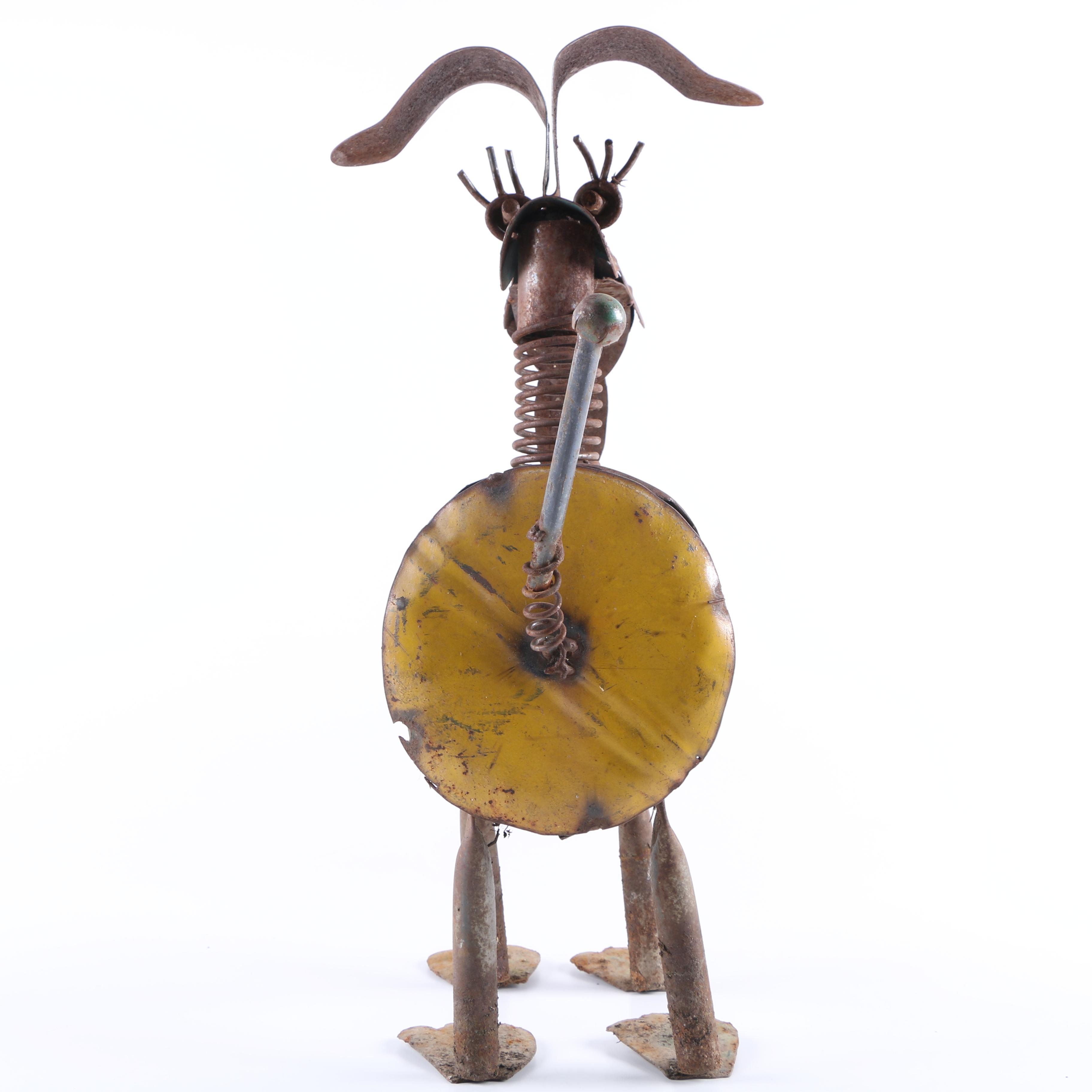 Brown and Yellow Metal Dog Statue