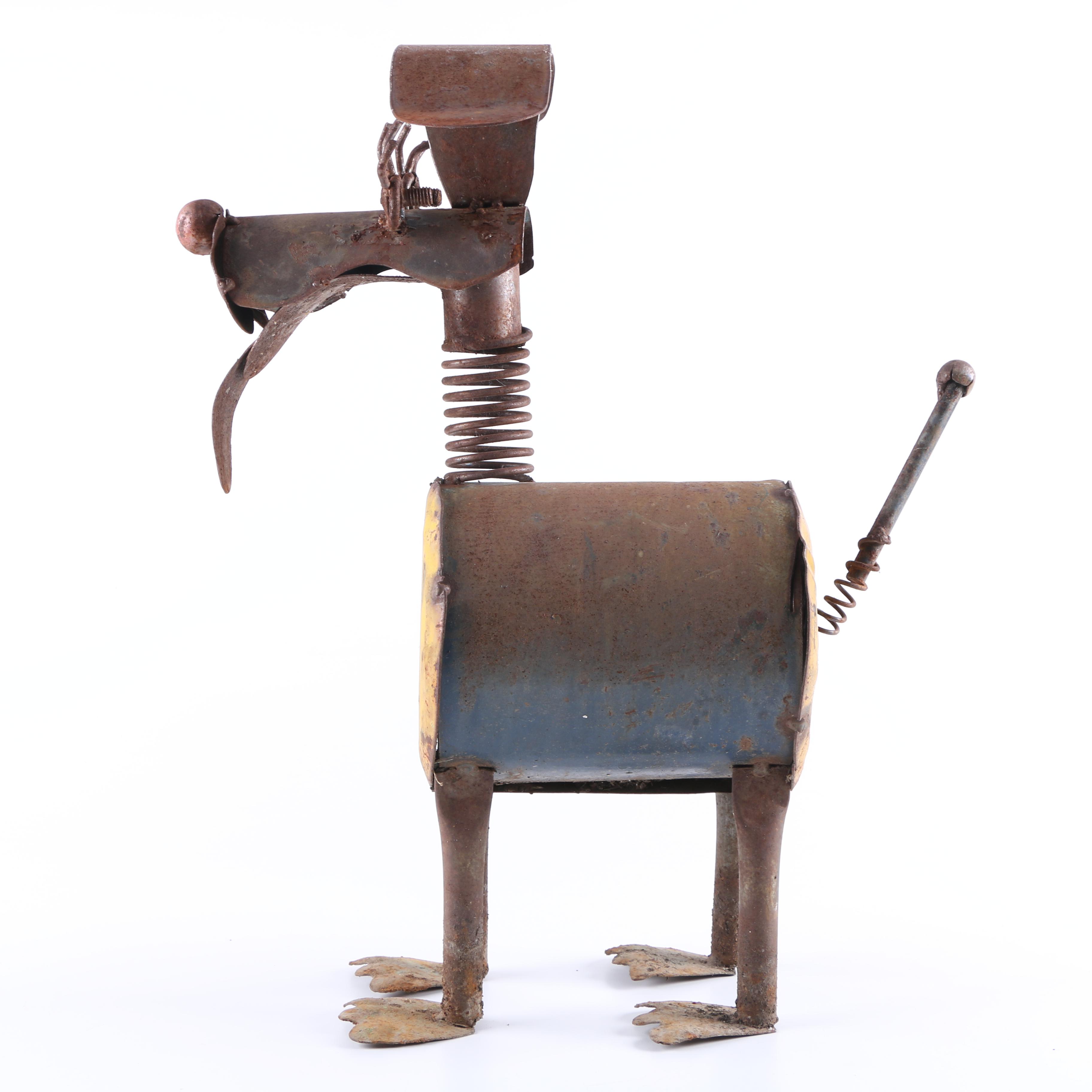 Brown and Yellow Metal Dog Statue