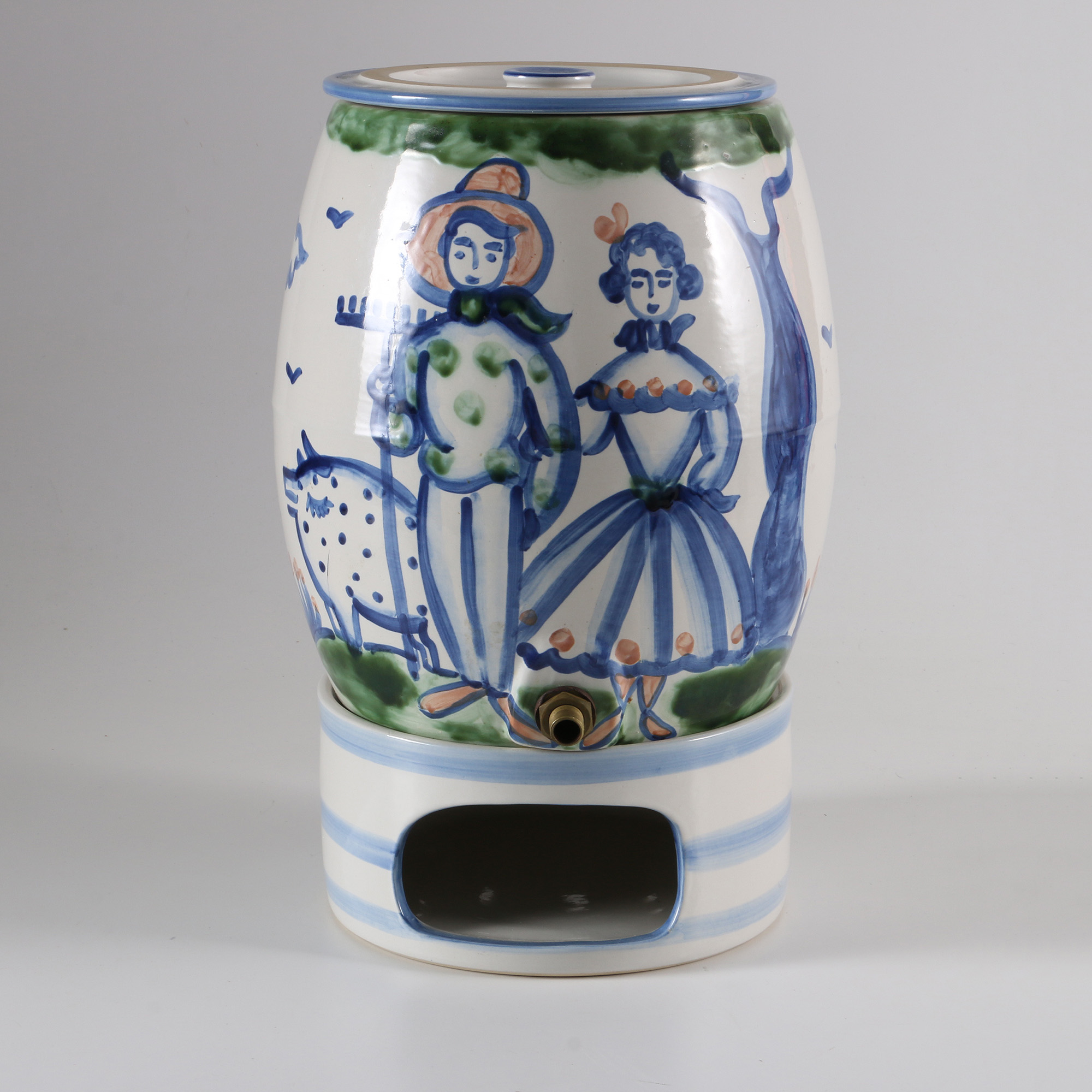 M.A. Hadley "Country Scene Blue" Beverage Dispenser