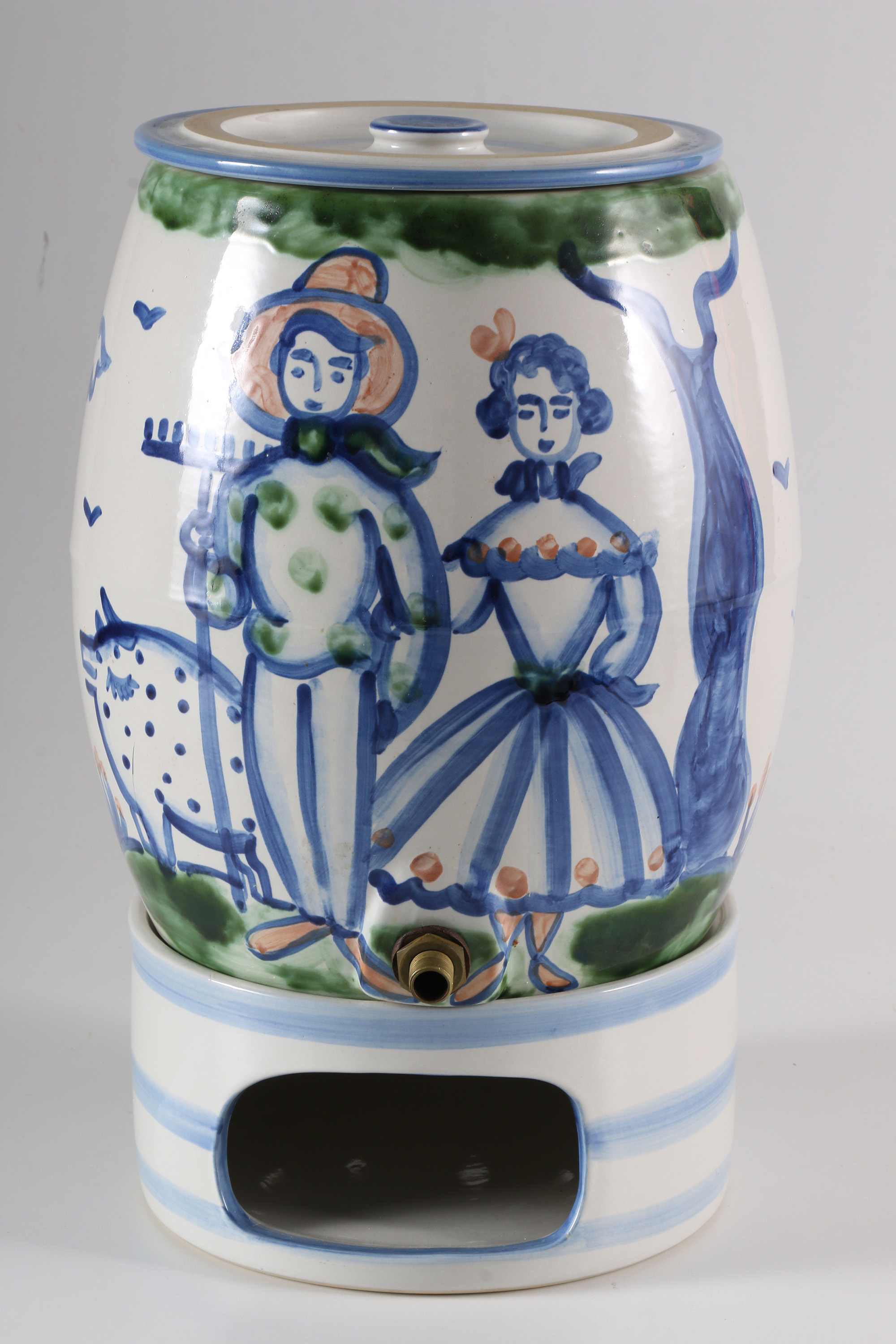 M.A. Hadley "Country Scene Blue" Beverage Dispenser