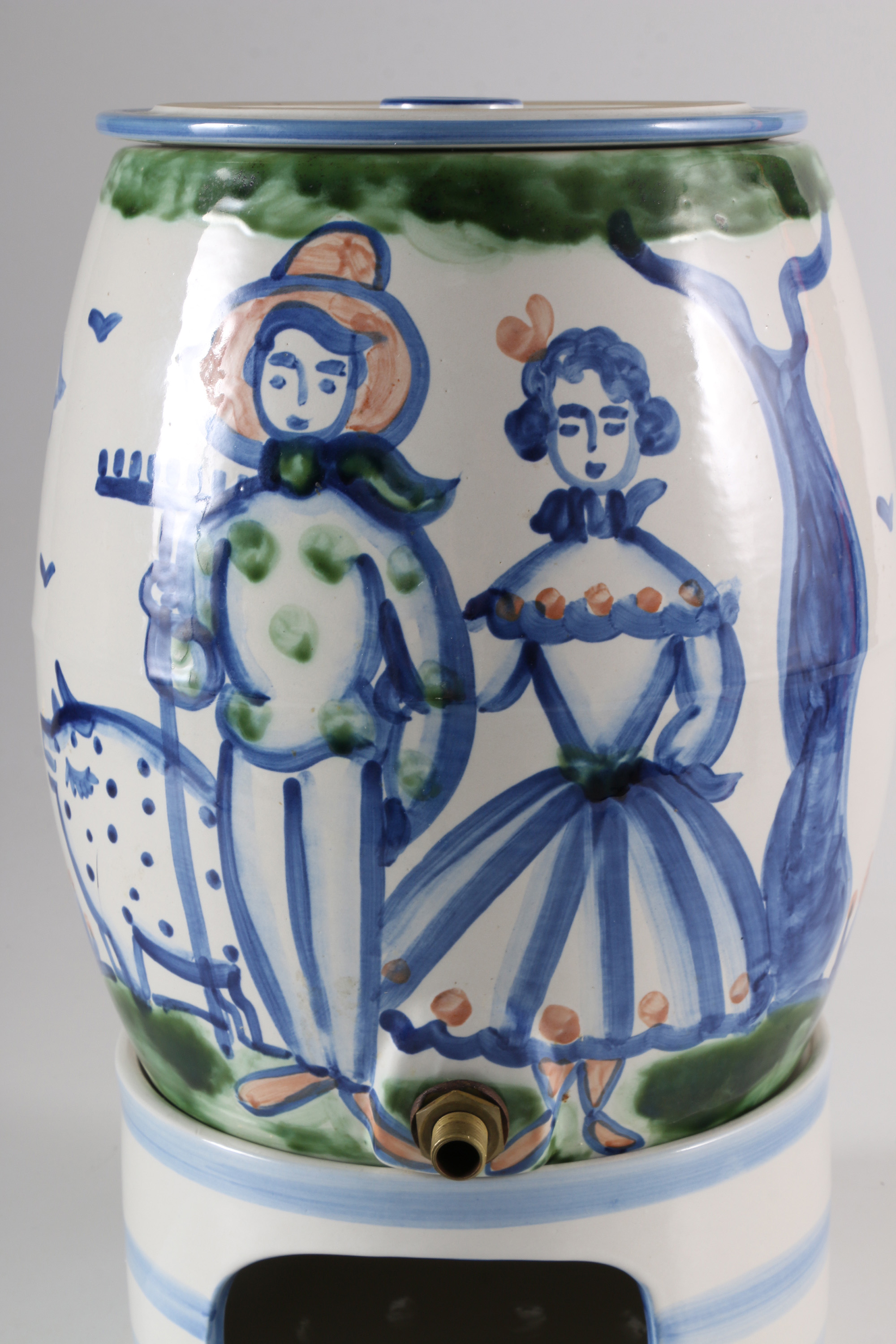 M.A. Hadley "Country Scene Blue" Beverage Dispenser