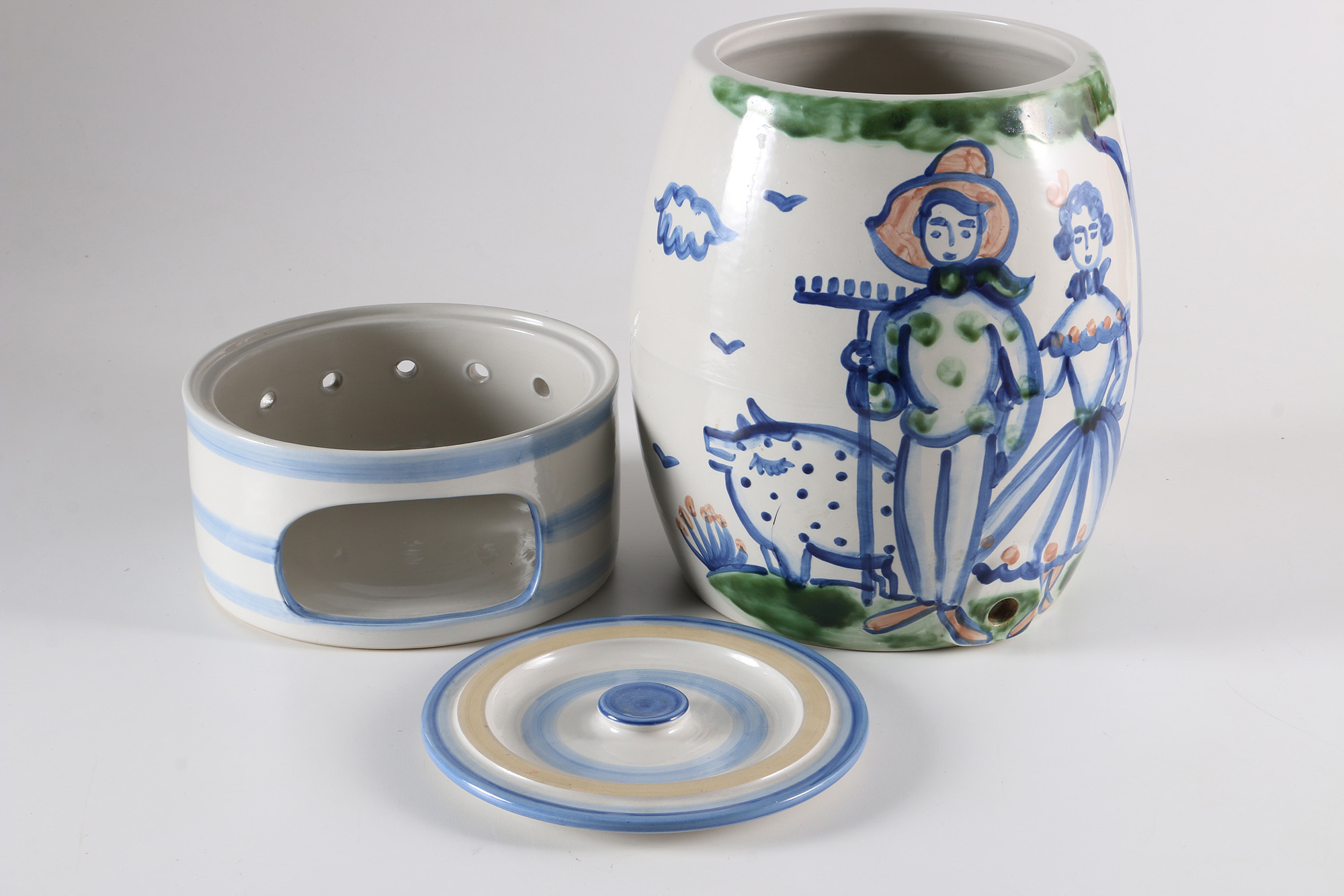 M.A. Hadley "Country Scene Blue" Beverage Dispenser